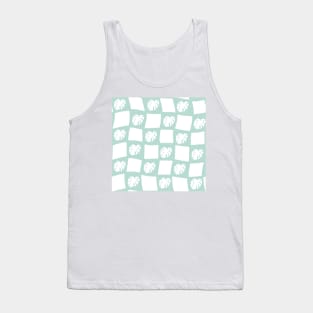 Large Monstera Deliciosa Leaf Checker Board - pastel teal green Tank Top